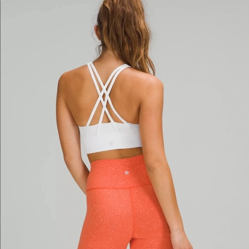 SOLD Lululemon Energy High-Neck Longline Ribbed Bra Size 4 White - Picture 2 of 7